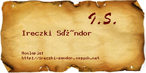 Ireczki Sándor névjegykártya
